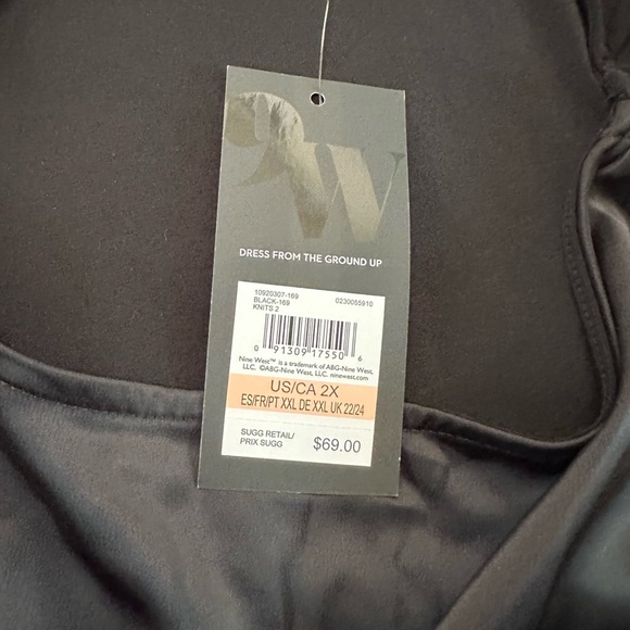 Nine West Ruched Shoulder Tie Elegant Black Women's Top Size 2X NWT - Picture 12 of 17